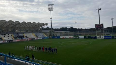 Chelsea and Qarabag lining up at the Azersun Arena