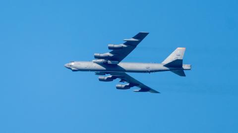 File photo of a US B-52 Stratofortress bomber seen in the skies above the UK in March