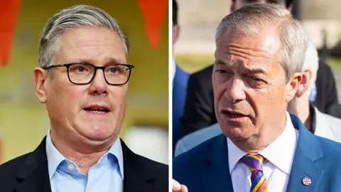 Composite image of Starmer and Farage
