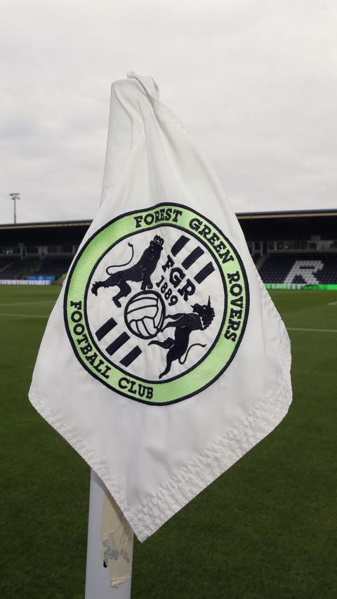 Forest Green Rovers flag blowing in the wind.