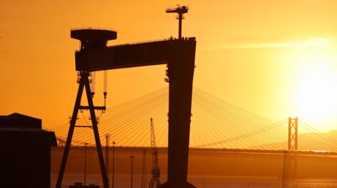 Jimmy Mason from Dunfermline snapped this image at sunrise during a morning walk in Limekilns, looking towards Rosyth dockyard and the Forth bridges.