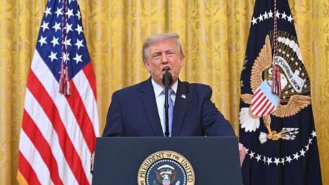 Trump at podium