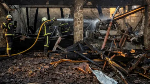 Damage after Russian drone strike in Ukraine