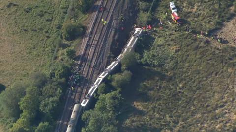 Train derailed in East Sussex.