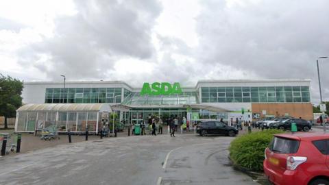 A streetview of Asda in Sinfin, Derby from car park. 