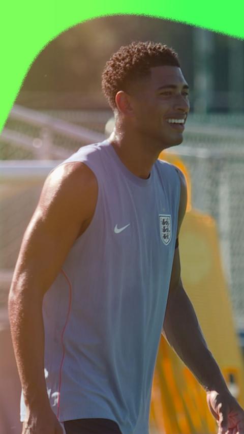Jude Bellingham smiling at training