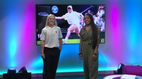 Emma-Louise on the Newsround set
