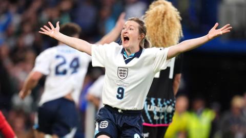 Ellen White celebrates a goal