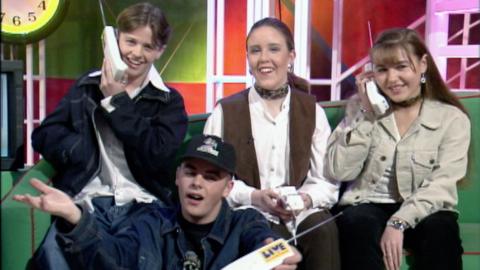 Members of the Byker Grove cast; Declan Donnelly, Anthony McPartlin, Nicola Bell and Gemma Graham.