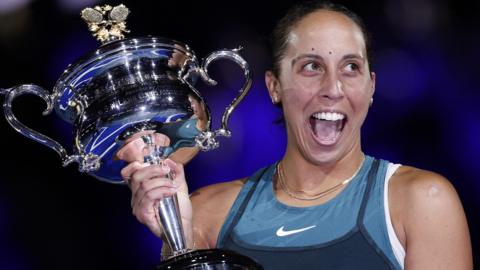 Madison Keys with the Australian Open trophy