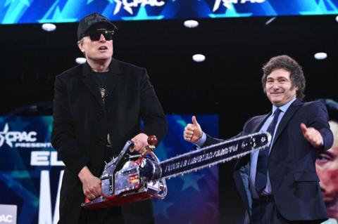 Live updates: Elon Musk and Javier Milei wield chainsaw on stage