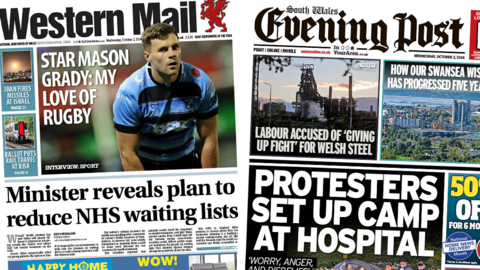 Western Mail and South Wales Evening Post front pages