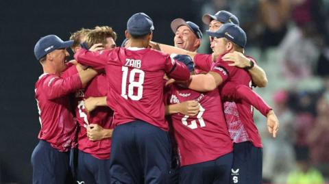 Northants celebrate wicket