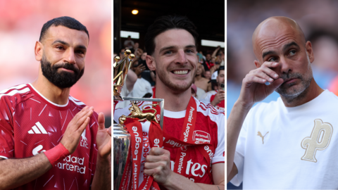 Mohamed Salah, Declan Rice and Pep Guardiola