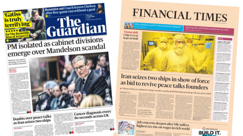 The Guardian and FT front pages