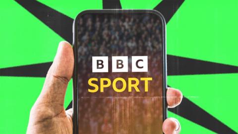 A phone with BBC Sport on the screen