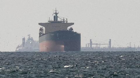 Cargo ships in the Gulf, near the Strait of Hormuz
