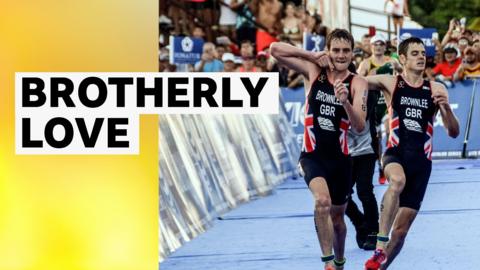 Alistair Brownlee helps his exhausted brother Jonny over the finish line in a dramatic end to the Triathlon World Series in Mexico in 2016.