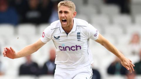 Olly Stone bowling for England 