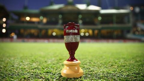 Ashes urn in front of the SCG pavilion