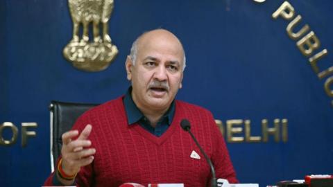 NEW DELHI, INDIA - JANUARY 12: Delhi Deputy Chief Minister Manish Sisodia address press conference at Media Centre, Delhi Secretariat, on January 12, 2023 in New Delhi, India. Manish Sisodia described Lieutenant-Governor Vinai Kumar Saxenas refusal to allow an international teacher training programme in Finland as an attack on Delhis education model. (Photo by Sanjeev Verma/Hindustan Times via Getty Images)