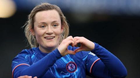 Erin Cuthbert celebrating a goal for Chelsea