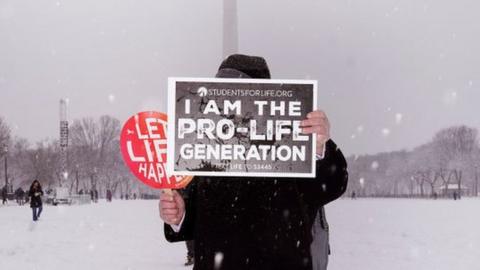 A marcher in Washington DC