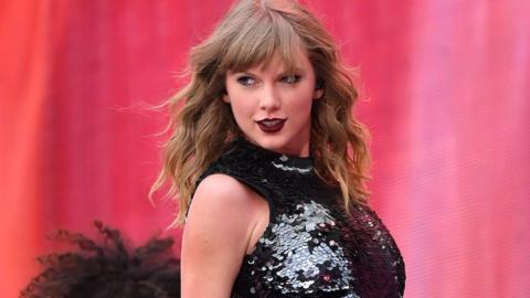 Taylor Swift on stage during her 2018 Reputation tour