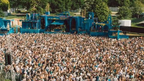 A huge crowd at Love Saves The Day facing a stage