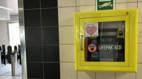 Defibrillator on the London Underground