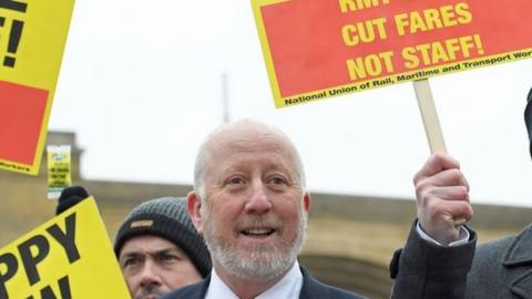 Shadow Transport Secretary Andy McDonald at rail fare increase protest