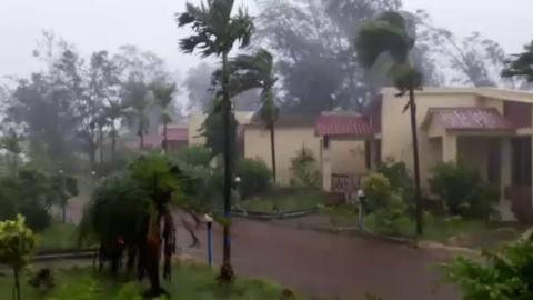 Rains lashing a house