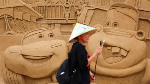 Sand art of Disney’s Cars characters