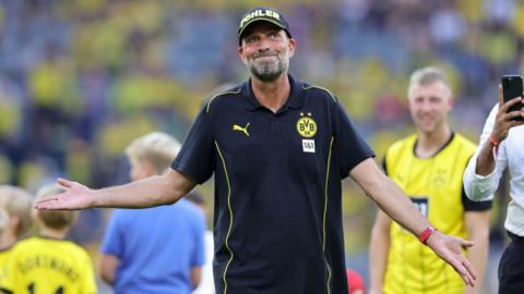 Jurgen Klopp at the farewell match for Lukasz Piszczek and Jakub Blaszczykowski 