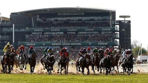 General view at the start of the Randox Grand National Handicap Chase