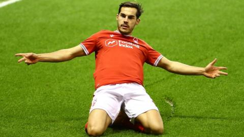 Yuri Ribeiro celebrates scoring for Nottingham Forest against Sheffield Wednesday