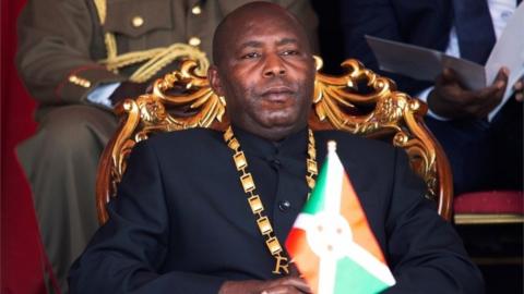 Burundi"s President elect Evariste Ndayishimiye attends his inauguration ceremony following the sudden death of his predecessor Pierre Nkurunziza, amid the growing threat of the coronavirus disease (COVID-19), at the Ingoma stadium in Gitega, Burundi June 18, 2020.