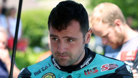 Michael Dunlop before the start of the Superbike race