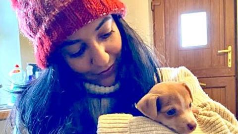 Kiran Sidhu with puppy
