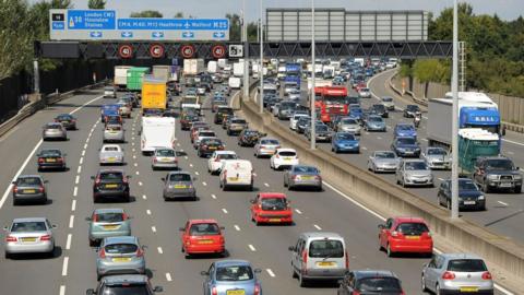 A busy motorway in Surrey
