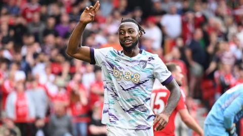 Antoine Semenyo celebrates scoring for Bournemouth against Nottingham Forest