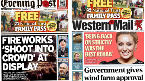 Front pages of the South Wales Evening Post and the Western Mail