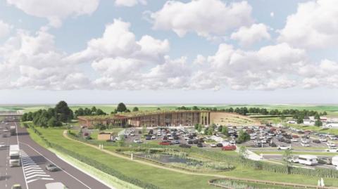 An artist's impression of the proposed Vale of York motorway service station. 