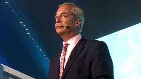 Farage talking at an event overnight