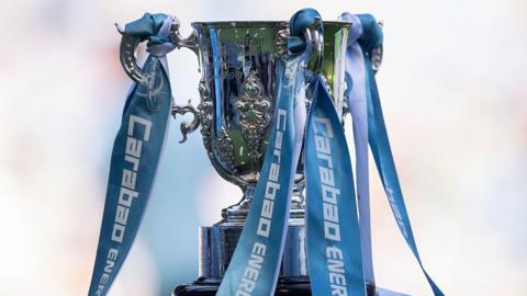 A close up picture of the EFL Cup trophy