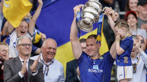 Dean Healy lifts the Tailteann Cup