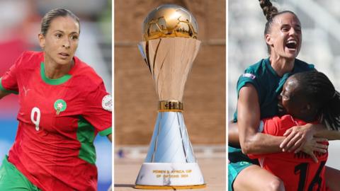 Ibtissam Jraidi, the Women's Africa Cup of Nations trophy and Ashleigh Plumptre