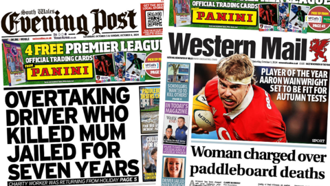 South Wales Evening Post and Western Mail front pages