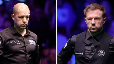 Jack Lisowski (right) and Barry Hawkins (left)