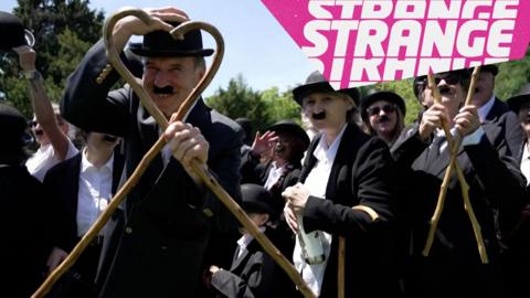 Charlie Chaplin lookalikes and the Strange logo